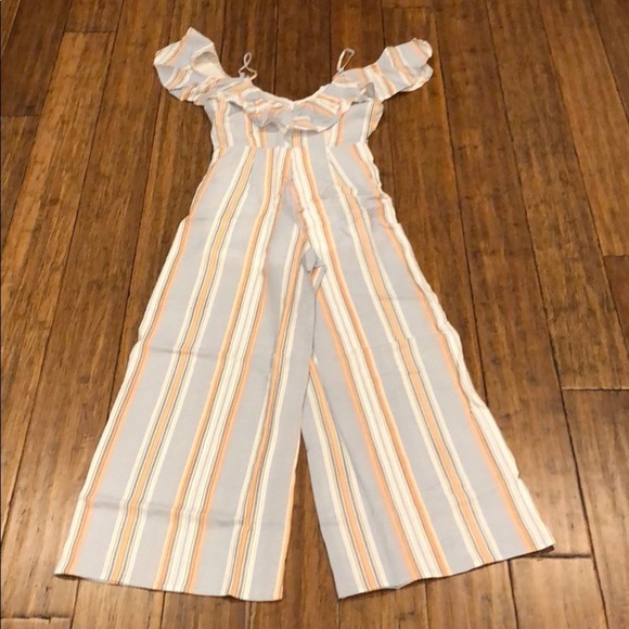 Striped Ruffle Jumpsuit Wide Leg - Picture 6 of 6